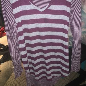 Purple and grey striped shirt